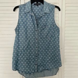 Velvet Heart Soft Blue Denim Sleeveless Blouse